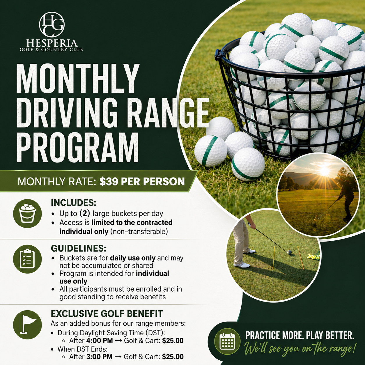 Hesperia Golf & Country Club Driving Range Membership Program